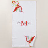 Kleurrijke Waterverf vogelmonogram op maat Strandlaken (Voorkant)