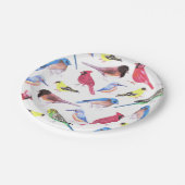 Kleurrijke waterverf vogels in meerdere kleuren papieren bordje (Gekanteld)