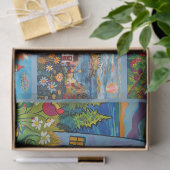 Kleurrijke Waterverf volkskunst lichthuizen Tissuepapier (Geschenk)