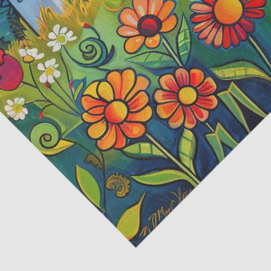 Kleurrijke Waterverf volkskunst lichthuizen Tissuepapier (Detail)