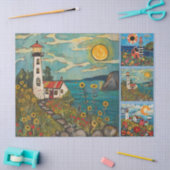 Kleurrijke Waterverf volkskunst lichthuizen Tissuepapier (Craft)