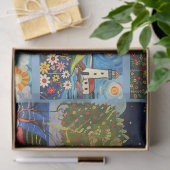 Kleurrijke Waterverf volkskunst lichthuizen Tissuepapier (Geschenk)