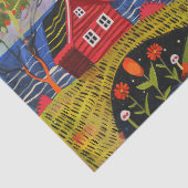 Kleurrijke Waterverf volkskunst lichthuizen Tissuepapier (Detail)