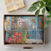 Kleurrijke Waterverf volkskunst lichthuizen Tissuepapier (Geschenk)