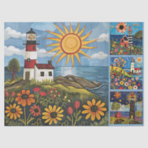 Kleurrijke Waterverf volkskunst lichthuizen