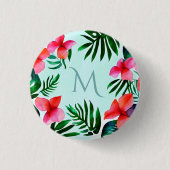 Kleurrijke Waterverf voor tropische houtvlies - Aa Ronde Button 3,2 Cm (Voorkant)