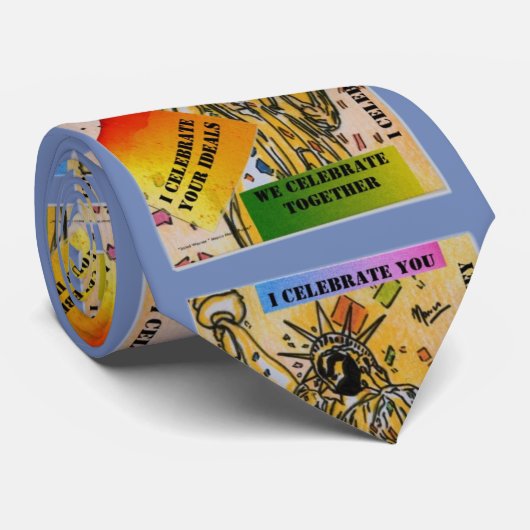 Kleurrijke waterverf Vrijheidsbeeld op 4 juli Stropdas (Opgerold)