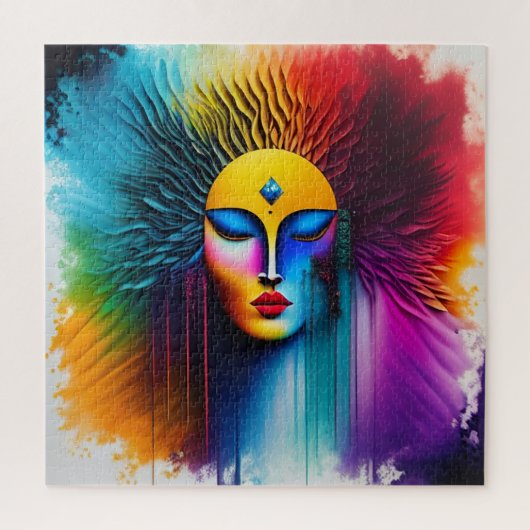 Kleurrijke Waterverf vrouw gezicht Abstract expres Legpuzzel (Verticaal)