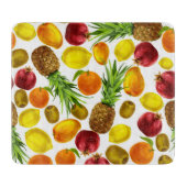 Kleurrijke waterverf vruchten glas snijplank (Voorkant)