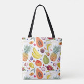 Kleurrijke Waterverf Vruchten Patroon Monogram Tote Bag (Achterkant)