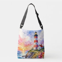 Kleurrijke Waterverf Vuurtoren aan de Zee