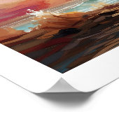 Kleurrijke Waterverf vuurtoren bij zonsopgang Poster (Hoek)