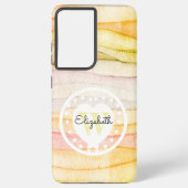 Kleurrijke Waterverf Waves Monogram Wit Hart Samsung Galaxy Hoesje (Achterkant)