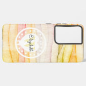 Kleurrijke Waterverf Waves Monogram Wit Hart Samsung Galaxy Hoesje (Linkerkant)