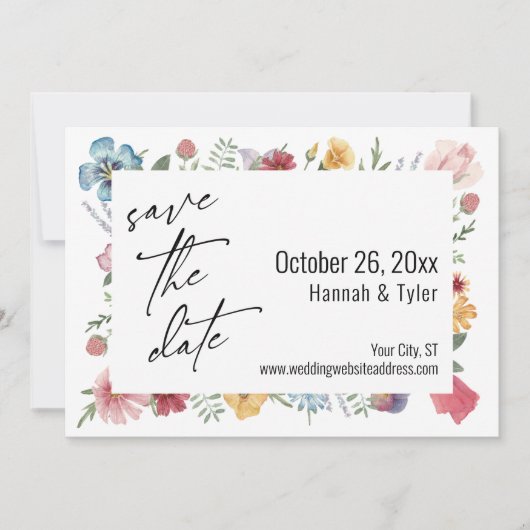 Kleurrijke Waterverf weide Wilde bloem Save The Date (Voorkant)