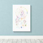 Kleurrijke Waterverf Whimsical Dreamcatcher Canvas Afdruk (Insitu (Houten vloer))