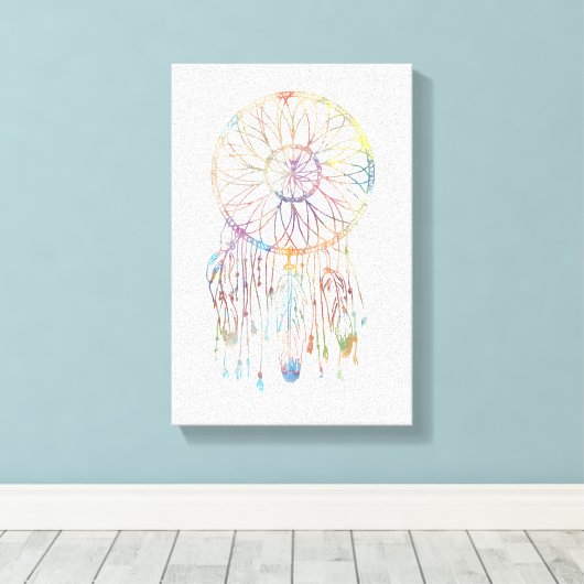 Kleurrijke Waterverf Whimsical Dreamcatcher Canvas Afdruk (Insitu (Houten vloer))