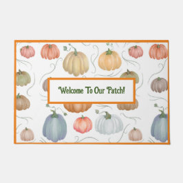 Kleurrijke waterverf wijnstokken pompoen patch deurmat