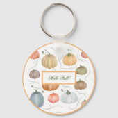 Kleurrijke waterverf wijnstokken pompoen patch sleutelhanger (Voorkant)