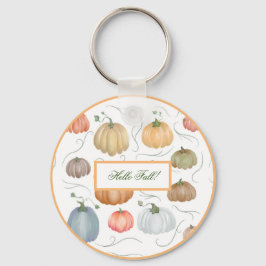 Kleurrijke waterverf wijnstokken pompoen patch sleutelhanger