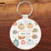 Kleurrijke waterverf wijnstokken pompoen patch sleutelhanger (Voorkant)