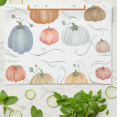 Kleurrijke waterverf wijnstokken pompoen patch theedoek (Gevouwen)