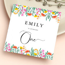 Kleurrijke Waterverf Wildbloemen 1e verjaardagsfee