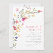 Kleurrijke Waterverf Wildbloemen bruiloft uitnodig Kaart (Voorkant)