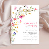 Kleurrijke Waterverf Wildbloemen bruiloft uitnodig Kaart