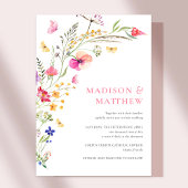 Kleurrijke Waterverf Wildbloemen bruiloft uitnodig Kaart