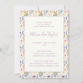 Kleurrijke Waterverf Wildbloemen GraduPartij Kaart (Voorkant)