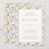 Kleurrijke Waterverf Wildbloemen GraduPartij Kaart (Voorkant / Achterkant)