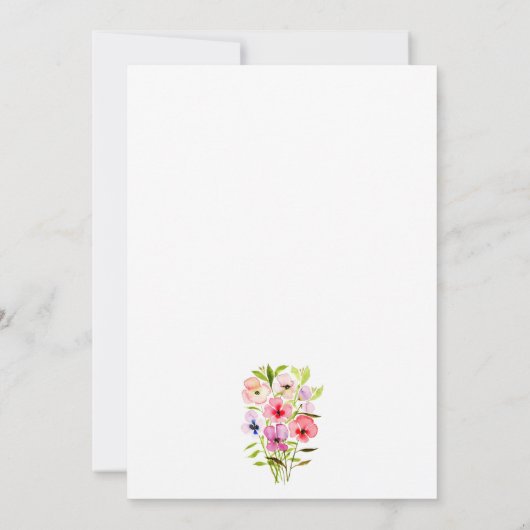 Kleurrijke Waterverf Wildbloemen Lentweduwschap Kaart (Achterkant)