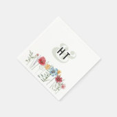Kleurrijke Waterverf Wildbloemen Modern Monogram Servet (Hoek)