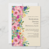 Kleurrijke Waterverf Wildbloemen repetitie Dinner Kaart (Voorkant)