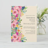 Kleurrijke Waterverf Wildbloemen repetitie Dinner Kaart (Staand voorkant)