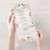 Kleurrijke waterverf wilde bloem all in one uitnodiging (Afscheurbaar)