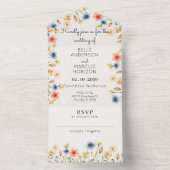 Kleurrijke waterverf wilde bloem all in one uitnodiging (Binnen)