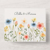 Kleurrijke waterverf wilde bloem all in one uitnodiging (Achterkant)