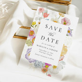 Kleurrijke Waterverf Wilde Bloem Bruiloft Save The Date