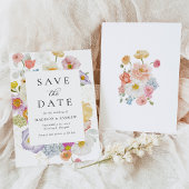 Kleurrijke Waterverf Wilde Bloem Bruiloft Save The Date