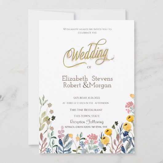 Kleurrijke Waterverf Wilde bloem Meadow Kaart (Voorkant)