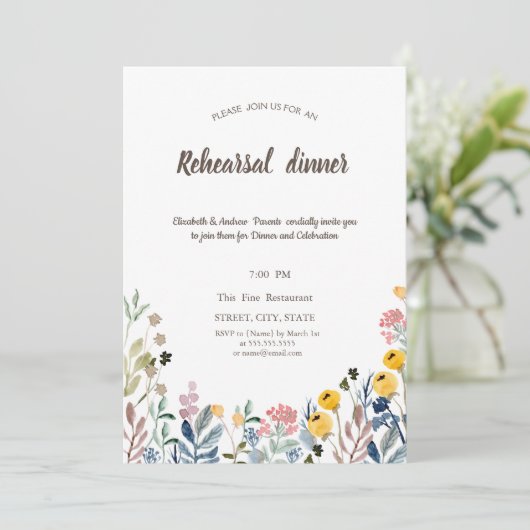 Kleurrijke Waterverf Wilde bloem Meadow Kaart (Staand voorkant)