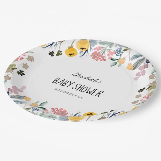 Kleurrijke Waterverf Wilde bloem Meadow Papieren Bordje (Gekanteld)