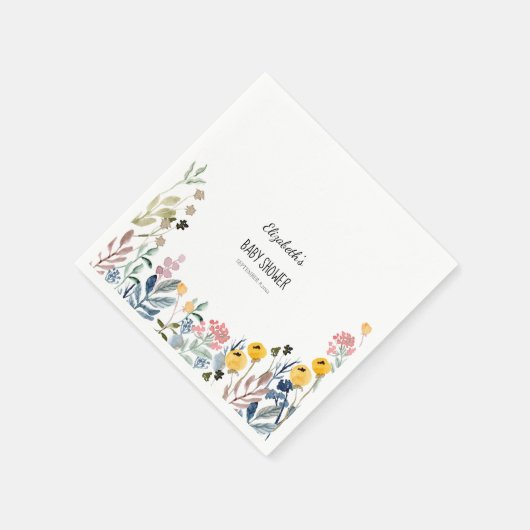 Kleurrijke Waterverf Wilde bloem Meadow Servet (Hoek)