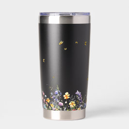 Kleurrijke Waterverf Wilde Bloem met Vlinder Geïsoleerde Drinkbeker