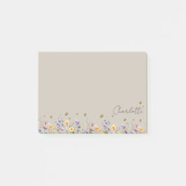 Kleurrijke waterverf wilde bloem met vlinder post-it® notes
