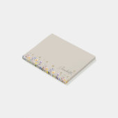 Kleurrijke waterverf wilde bloem met vlinder post-it® notes (Schuin)