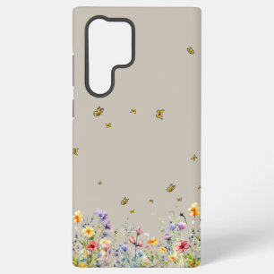 Kleurrijke Waterverf Wilde Bloem met Vlinder Samsung Galaxy Hoesje