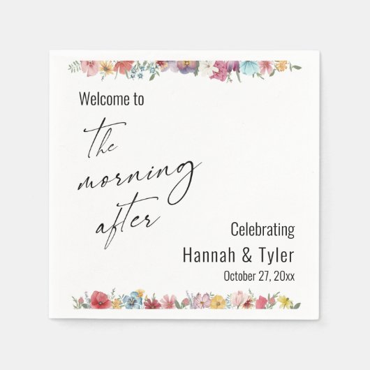 Kleurrijke Waterverf Wilde bloem na de ochtend Servet (Voorkant)